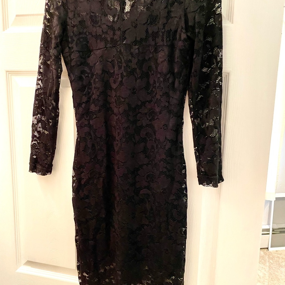 Black Lace V-Neck Dress